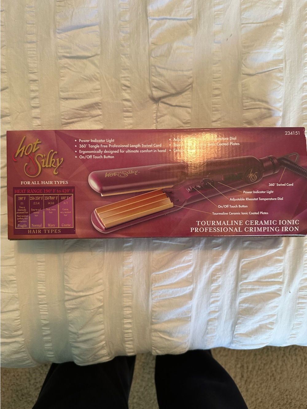 Hot N Silky Tourmaline Ceramic Ionic Professional Hair Crimping Iron